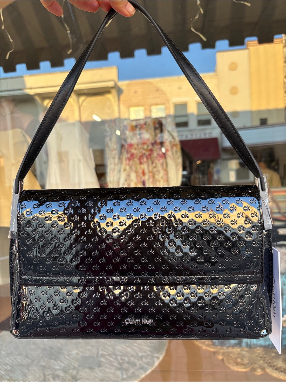 calvin klein Verne Signature Embossed Flap Shoulder Bag